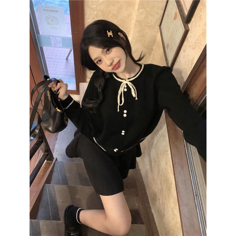 Áo Len Áo Khoác Cardigan Cổ Nơ Chất Len Dày Mịn - OSAA DAILY