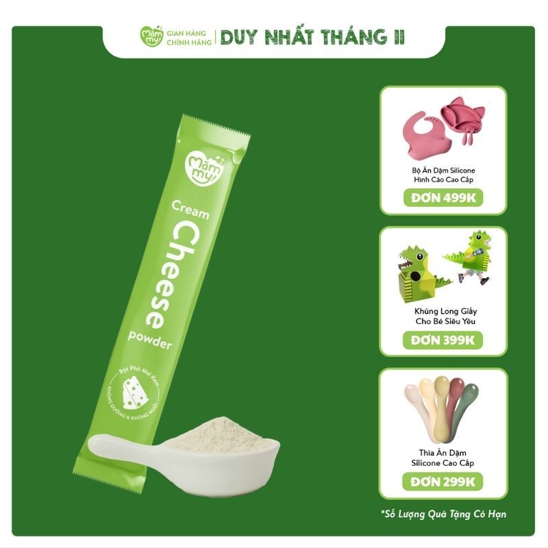 Phô mai tách muối Mămmy 1 gói 3g, dạng bột rắc cơm, cháo cho bé ăn dặm, giàu canxi, protein kích thích bé ăn ngoan