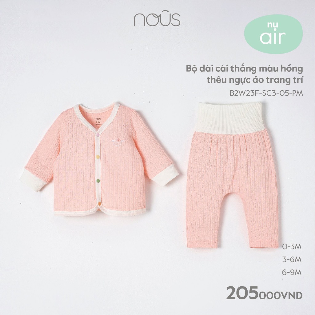 NOUS - Bộ dài cài thẳng cho bé các mẫu 0M 3M 6M 9M