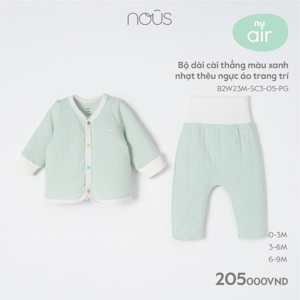 NOUS - Bộ dài cài thẳng cho bé các mẫu 0M 3M 6M 9M