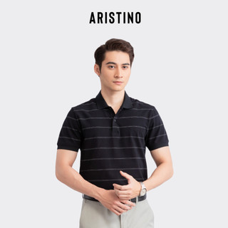 Áo polo ngắn tay ARISTINO phom Regular Fit suông nhẹ, họa tiết dệt kẻ ngang tinh tế - APS141S3