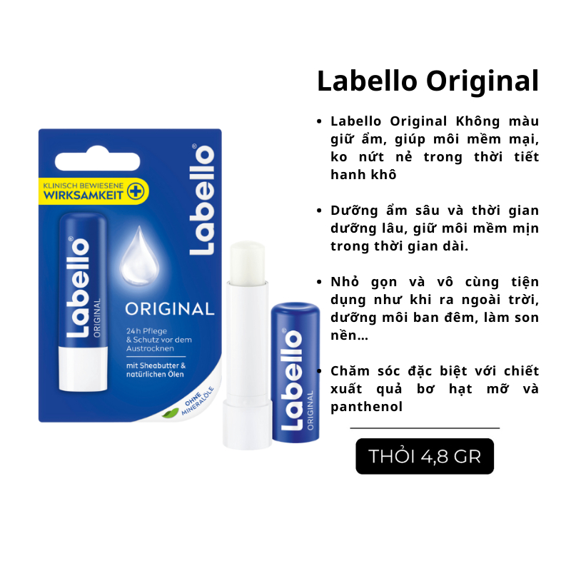 Son dưỡng môi Labello, dưỡng ẩm giúp căng mọng, mềm mịn Hàng nội địa Đức Đủ Bill