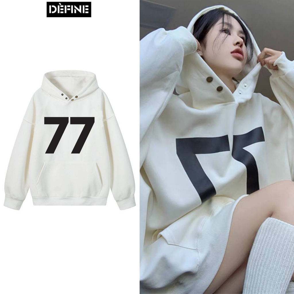 Áo Hoodie unisex Essential 77, áo hoodie nỉ bông nam nữ unisex form rộng cứng cáp oversize