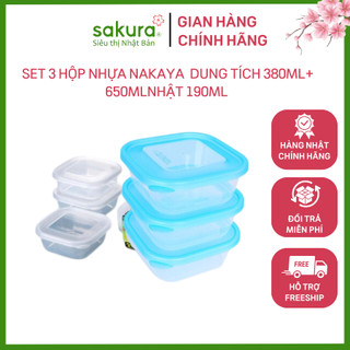 SET 3 HỘP NHỰA NAKAYA  DUNG TÍCH 380ML+ 650ML - HÀNG NHẬT NỘI ĐỊA