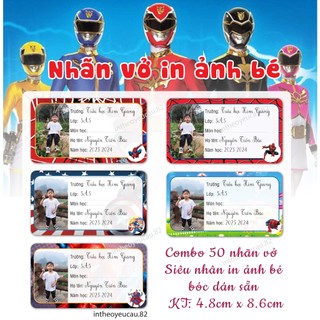 In Nhãn vở COM BO 50 cái, 40 cái , 30 cái, 20 cái (IN TÊN CON, Tên lớp, Tên trường , In ảnh trên nhãn vở)