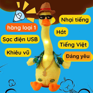 Đồ chơi Vịt bông nhảy múa nhại giọng biết nói, Vịt nhại giọng sạc điện biết hát quà tặng cho bé.
