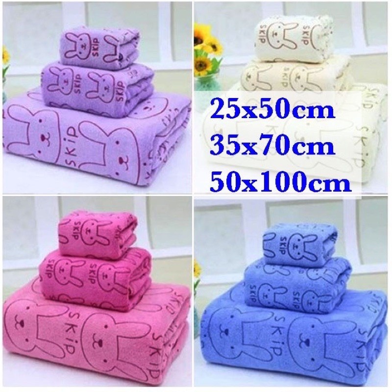 Bộ 3 Khăn: Khăn Tắm - Khăn Mặt - Khăn Lau Đầu .