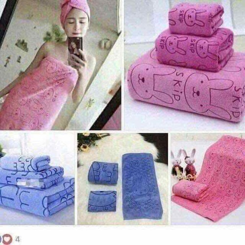 Bộ 3 Khăn: Khăn Tắm - Khăn Mặt - Khăn Lau Đầu .