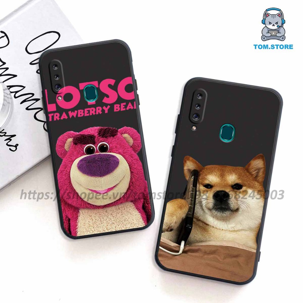 Ốp Samsung A10S / A20S viền vuông hình gấu dâu lotso,động vật cute