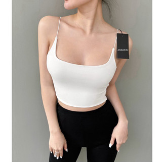 Áo 2 dây nhọn cotton hai lớp ANNAKIKI không mút đệm -A30