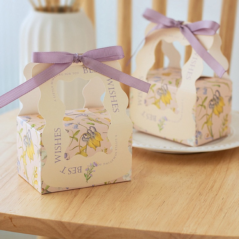 Túi hộp hoa màu pastel quai nơ đựng quà tặng : nước hoa, mỹ phẩm ... xinh xắn, dễ thương