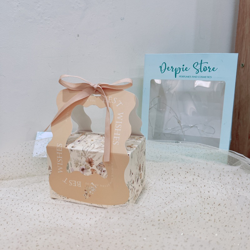 Túi hộp hoa màu pastel quai nơ đựng quà tặng : nước hoa, mỹ phẩm ... xinh xắn, dễ thương