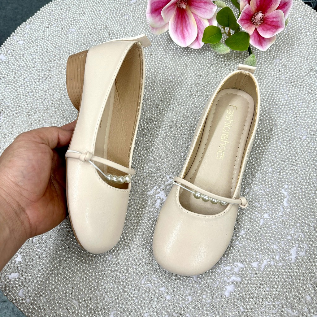 Giày búp bê đế cao su quai ngang dây ngọc Thiên An TA32 Form 1.5