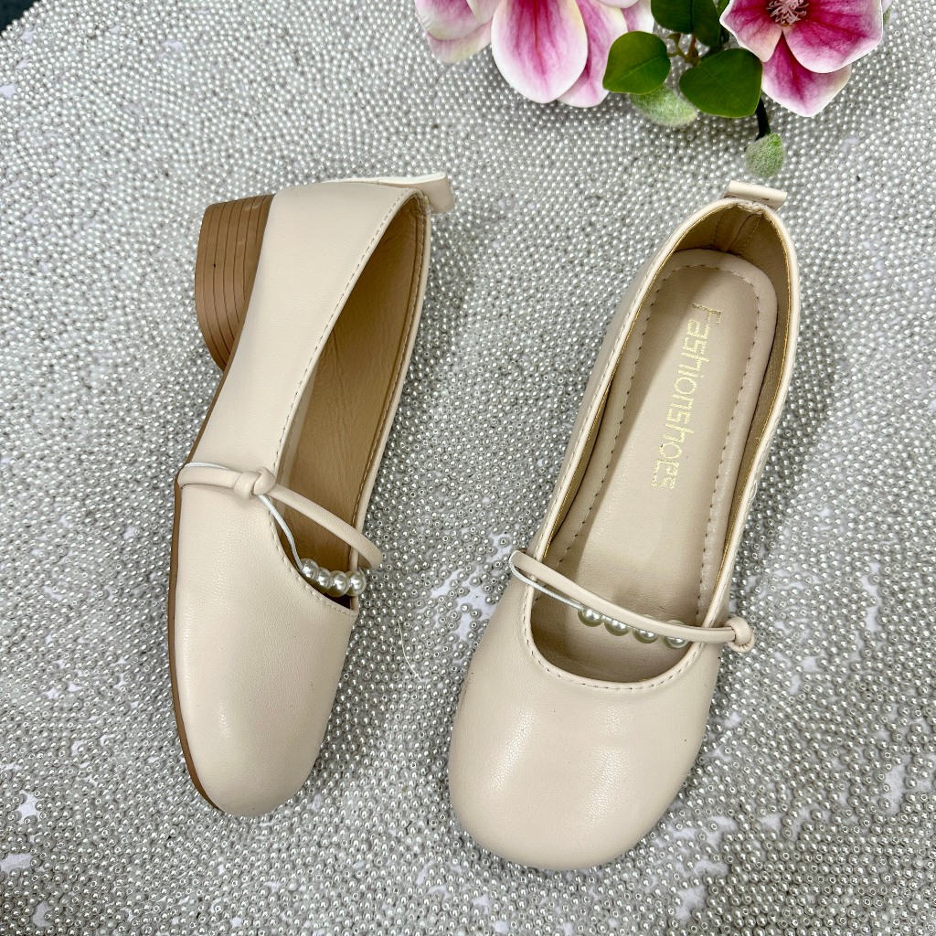 Giày búp bê đế cao su quai ngang dây ngọc Thiên An TA32 Form 1.5