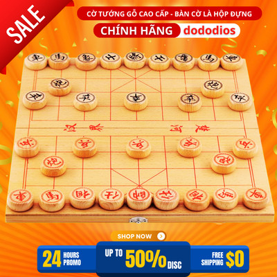 Bộ Cờ Tướng Gỗ Tự Nhiên Cao Cấp 40 X 35cm, Cờ Tướng Nhựa Nam Châm Khắc Nét Tinh Xảo Chính Hãng Dododios