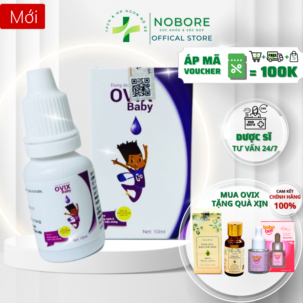 Nhỏ Mũi Trẻ Em Ovix Baby 10ml Giúp Vệ Sinh Mũi, Dưỡng Ẩm Tự Nhiên, Giảm Viêm Mũi Xoang Cho Bé NBR