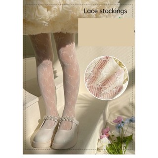 Quần tất lưới trắng cho bé phong cách ren tiểu thư