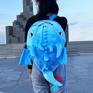 Balo vải nhung con rồng dễ thương,Balo khủng long lưới màu xanh biển
