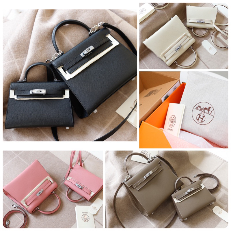 Túi Xách Hermes Kelly Trắng Đen Hồng Ghi Size 20/25  -  By Anh Dinh Phuong