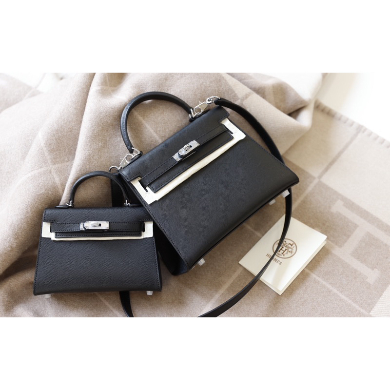 Túi Xách Hermes Kelly Trắng Đen Hồng Ghi Size 20/25  -  By Anh Dinh Phuong