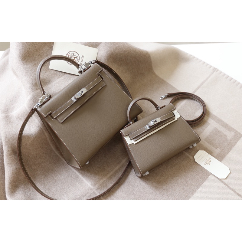 Túi Xách Hermes Kelly Trắng Đen Hồng Ghi Size 20/25  -  By Anh Dinh Phuong