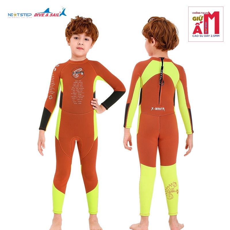 Đồ bơi giữ nhiệt cho bé trai DIVE AND SAIL chống nắng chống nước chất liệu cao su Neoprene dày 2.5mm giữ ấm chống tia UV