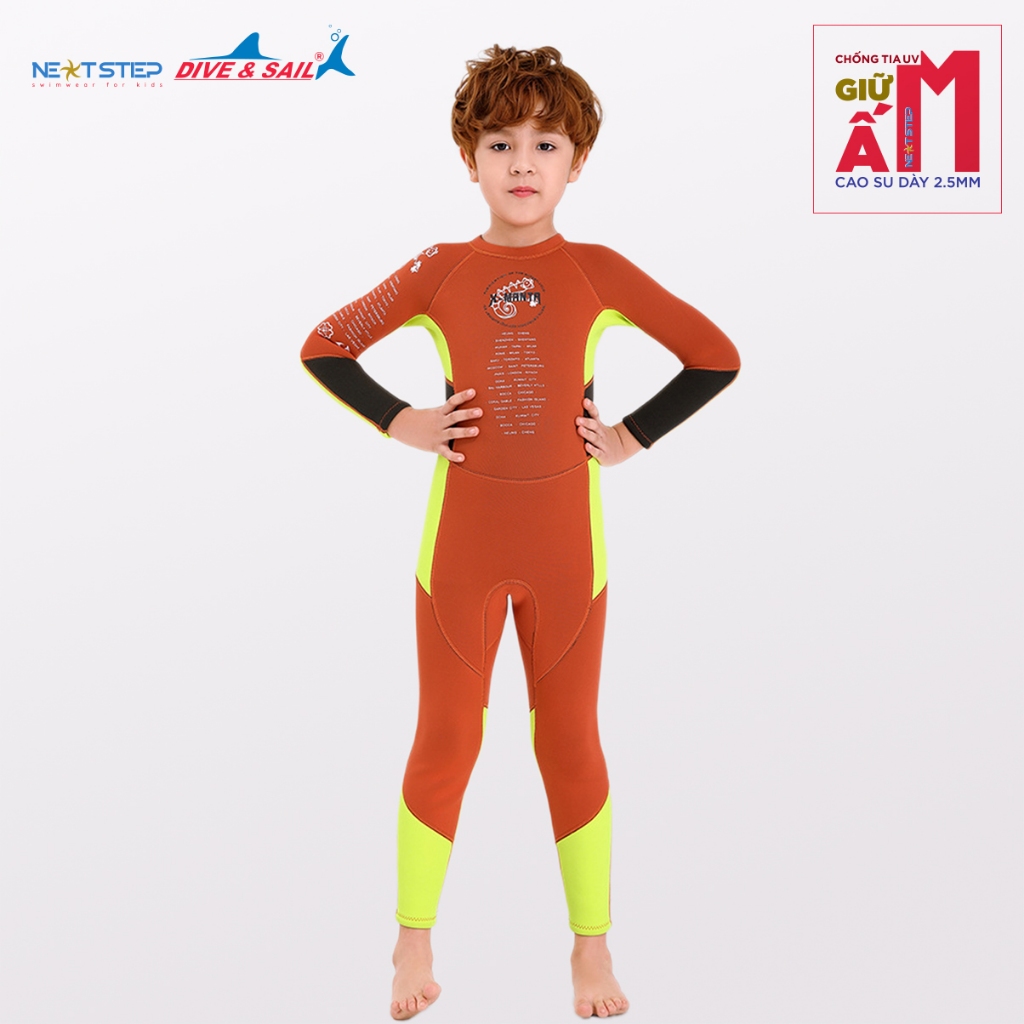 Đồ bơi giữ nhiệt cho bé trai DIVE AND SAIL chống nắng chống nước chất liệu cao su Neoprene dày 2.5mm giữ ấm chống tia UV