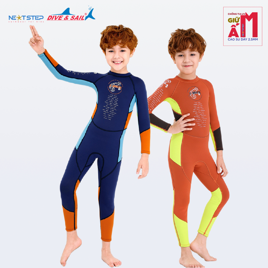 Đồ bơi giữ nhiệt cho bé trai DIVE AND SAIL chống nắng chống nước chất liệu cao su Neoprene dày 2.5mm giữ ấm chống tia UV