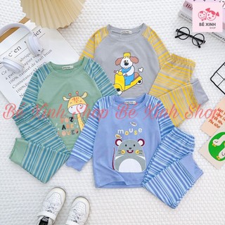 Đồ Đồ Bộ Quần Áo Dài Tay Thu Đông Cho Bé Trai Bé Gái Thun Lạnh Loại 1 BÉ XINH - DÀI SỌC THÚ 2