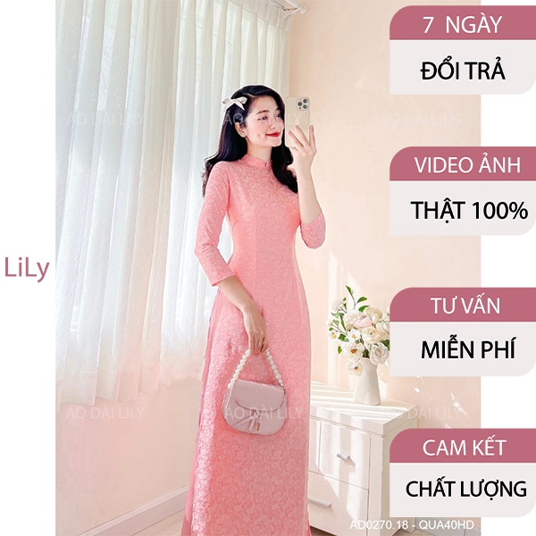 Áo dài gấm tơ Thanh Liễu mềm mại duyên dáng thướt tha tết 2023 AD017