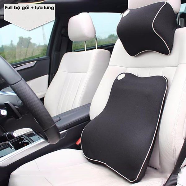 Bộ Gối Tựa Lưng Tựa Cổ Cao Su Non Bọc Nỉ Giảm Đau Lưng Mỏi Cổ Khi Lái Xe Lâu .