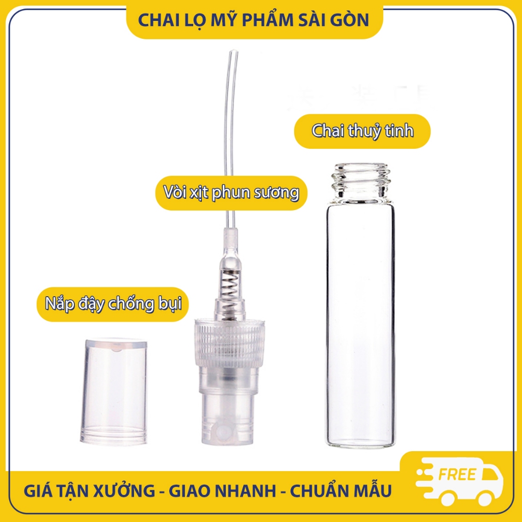 Chai thủy tinh chiết xuất nước hoa, 2ml, 3ml, 5ml, 7ml, 10ml, chai xịt phun sương nhỏ gọn - BuyOne - BOPE12