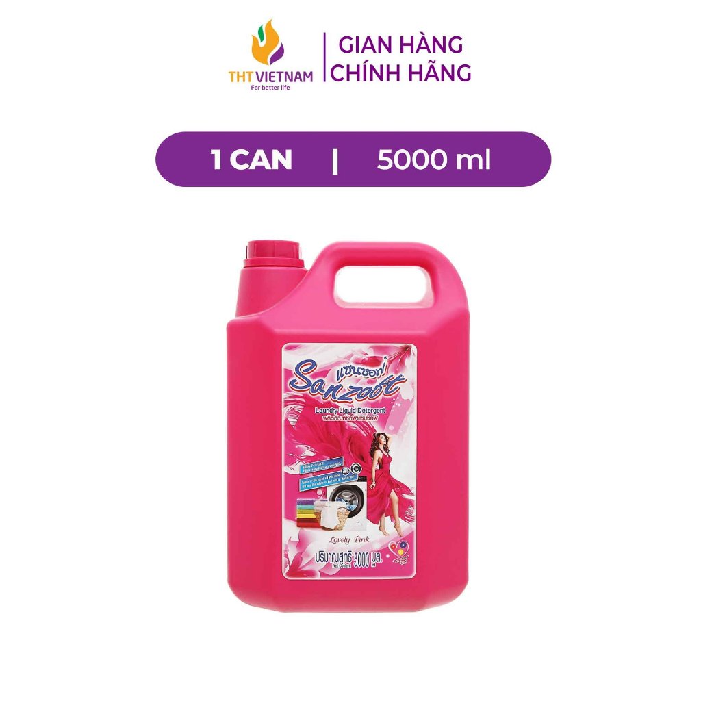 Nước giặt xả Sanzoft Hương Hoa hồng ngất ngây Lưu hương Đậm đặc 5 lít