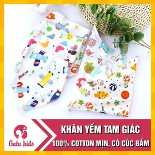 Khăn Yếm Tam Giác Cotton 2 Cúc Bấm Cho Bé 0-5 Tuổi / TT