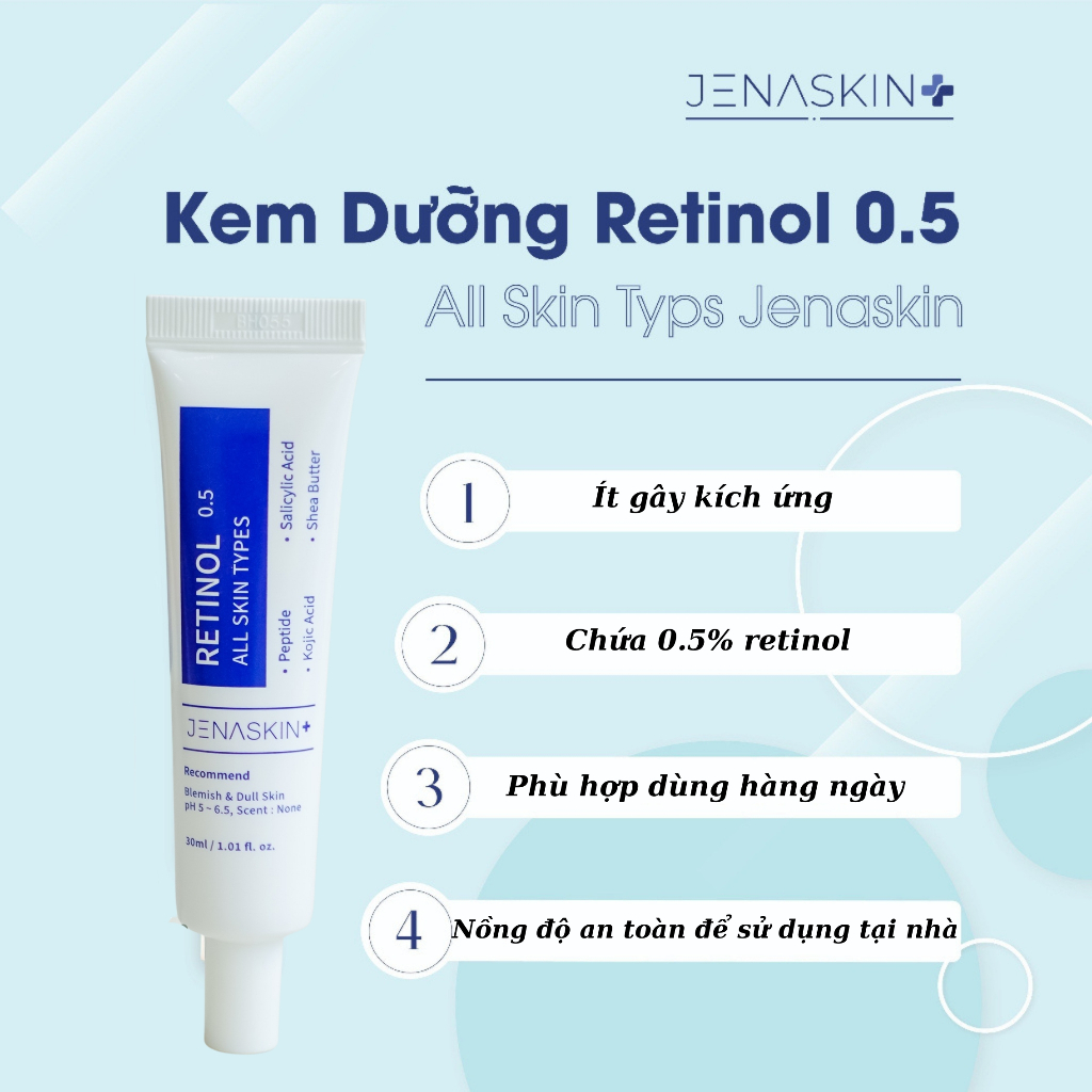 Kem retinol, kem dưỡng retinol 0.5% Jenaskin All Skin Types