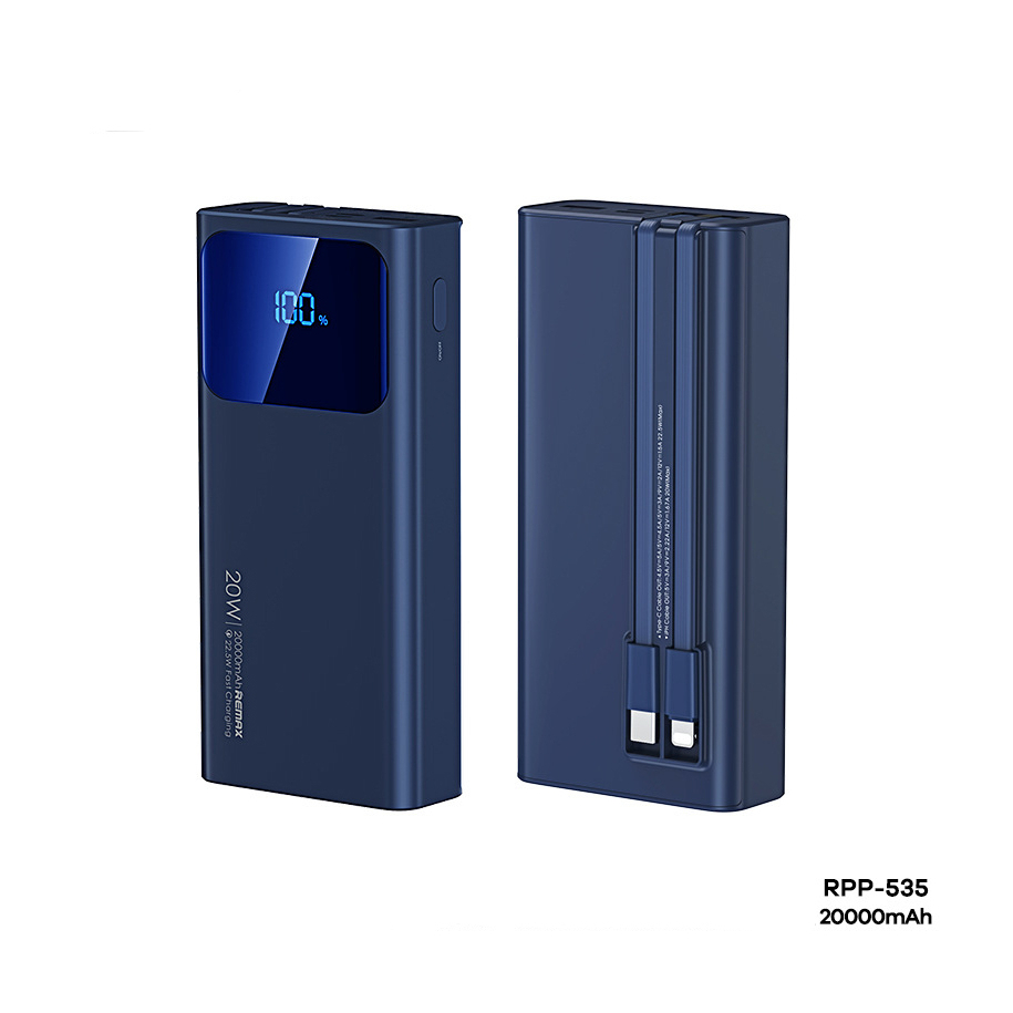 Pin sạc dự phòng Remax 535 20000mah sạc nhanh PD 22.5W có led báo dung lượng kèm dây