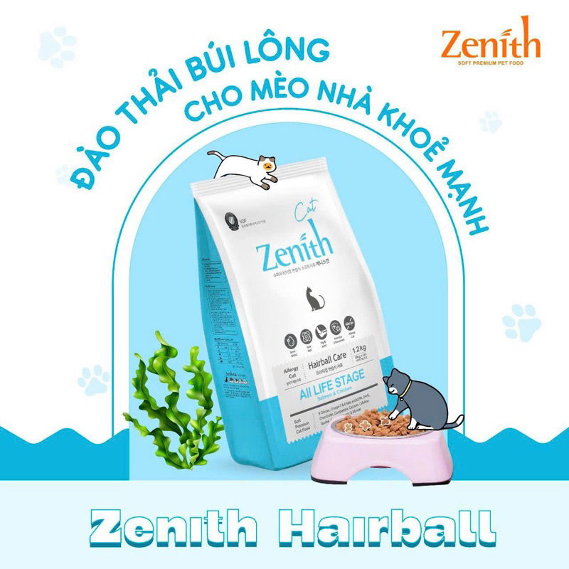 Thức ăn hạt mềm cho mèo Zenith Hairball 1.2kg 😽