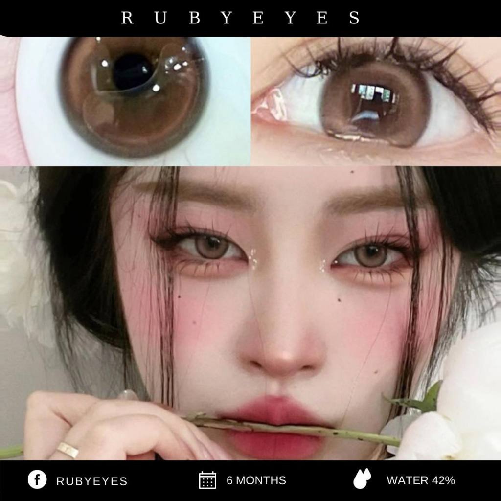 RUBY EYES Kính Áp Tròng Mẫu Nâu Honey Brown SIlicone HydroGel Ruby Eyes, Lens FULL ĐỘ CẬN Ruby Eyes 
