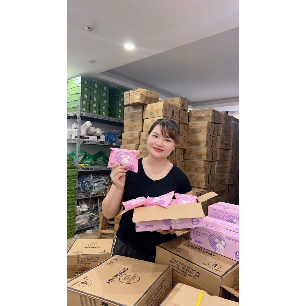 Combo thùng 10 bịch khăn ướt con thỏ siêu dai