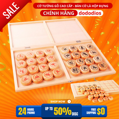 Bộ Cờ Tướng Gỗ Cao Cấp Bàn Cờ 40 X 35 Cm Kiêm Hộp Đựng Cờ – Chọn Size Quân Chính Hãng Dododios