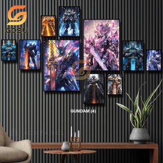 Set 10 tranh dan tường decor trang trí gundam, one piece, naruto trang trí tiệm nét phòng game có sẵn keo