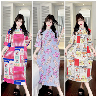 Đầm Suông Nữ Dập Ly Thun Thái Nhiều Màu Dễ Thương, Mỏng Mát, Form Rộng Mềm Mịn, Mặc Ở Nhà Thoải Mái