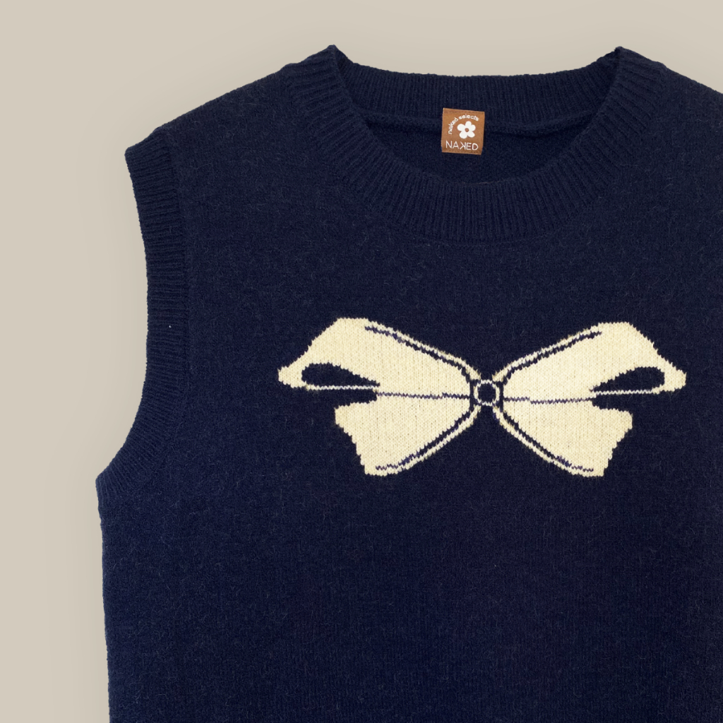 Áo len gile cổ tròn hình nơ NAKED by V - Bow Knit Gilet