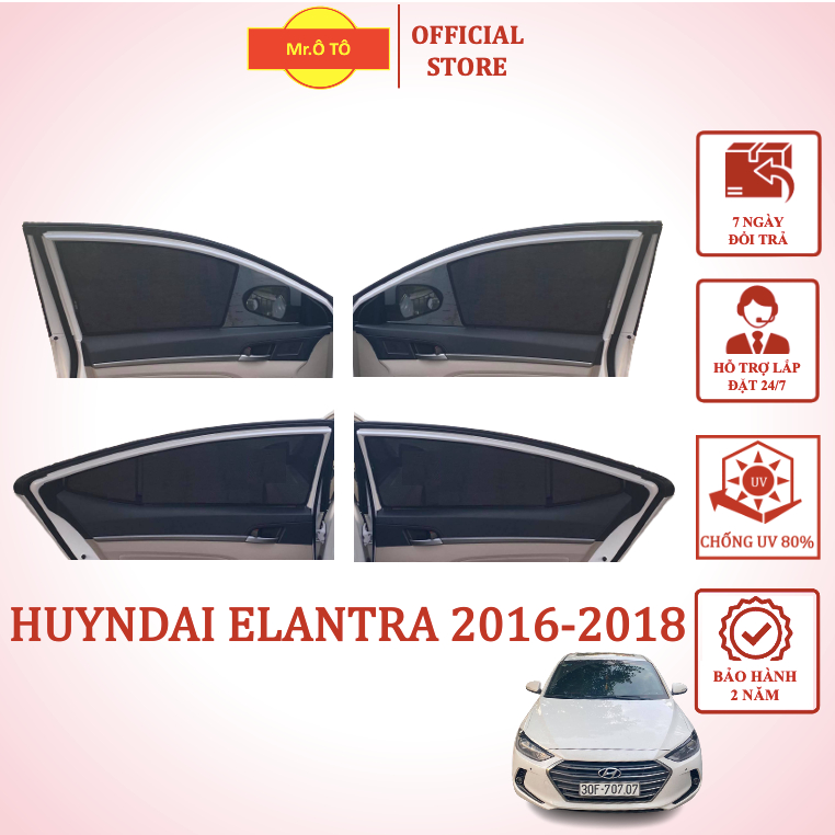 Rèm Che Nắng Xe Hyundai Elantra 2016-2018 chống UV - Loại 1 Mr Ô Tô - Bảo hành 2 năm