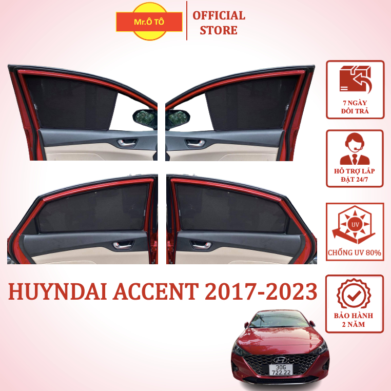 Rèm Che Nắng Xe Hyundai Accent 2017- 2023 chống UV Hàng Loại 1 MR.ÔTÔ -Bảo Hành 2 Năm