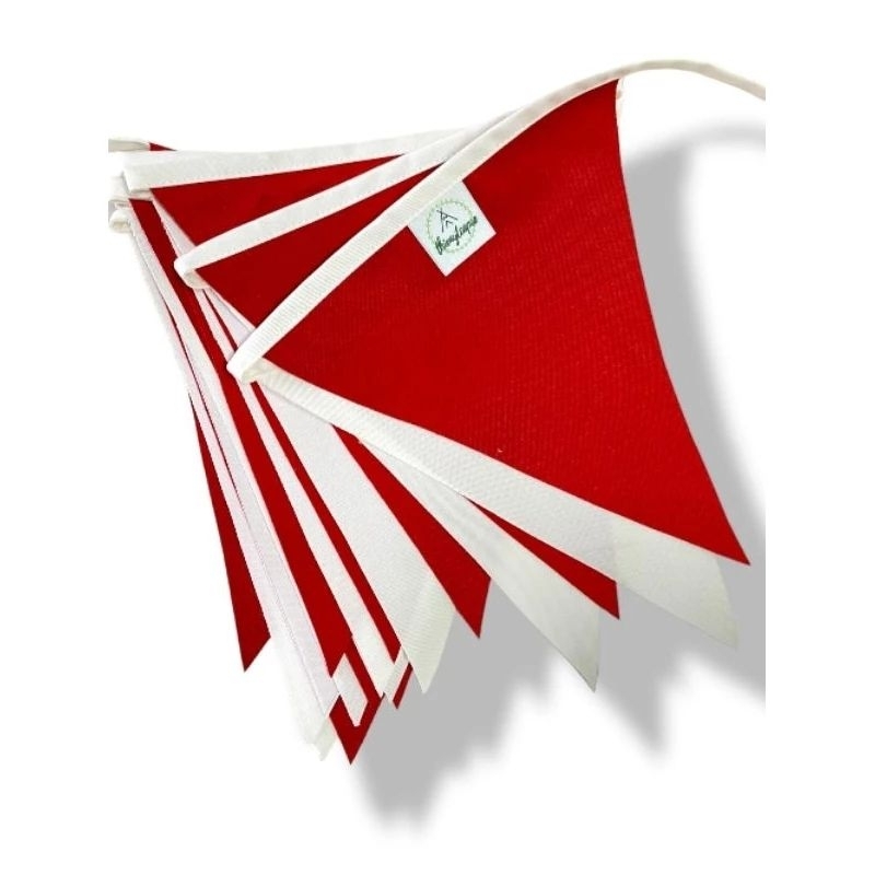 Dây cờ tam giác màu đỏ trắng, trang trí Giáng Sinh, Lều camping Picnic dây cờ dài 3.8m, Treo tường, Sinh nhật,Decor quán