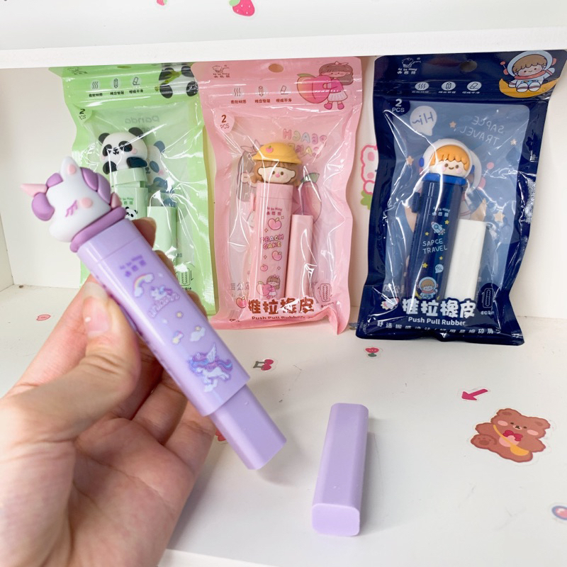 Gôm Tẩy Dạng Cây Bút Bấm Tiện Lợi Họa Tiết Cute Thay Được Lõi Tẩy, Tẩy Bút Chì Dễ thương