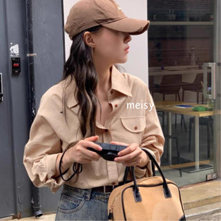  Áo sơ mi nữ kiểu Meisy chất thô Hàn màu hồng nâu phong cách Hàn Quốc 