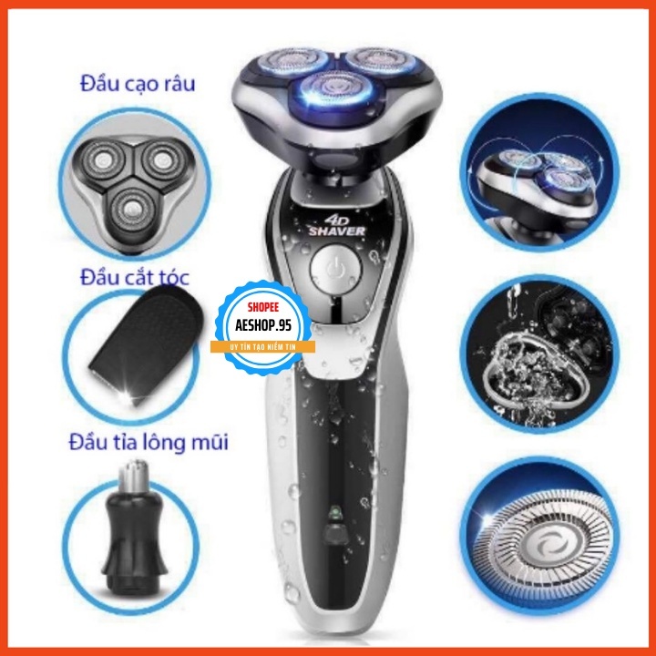 Máy Cạo Râu Đa Năng NMC 3 Lưỡi Kép Rayco Máy Cạo Râu Cạo Sát Êm Sạc Pin Nhanh Chống Nước