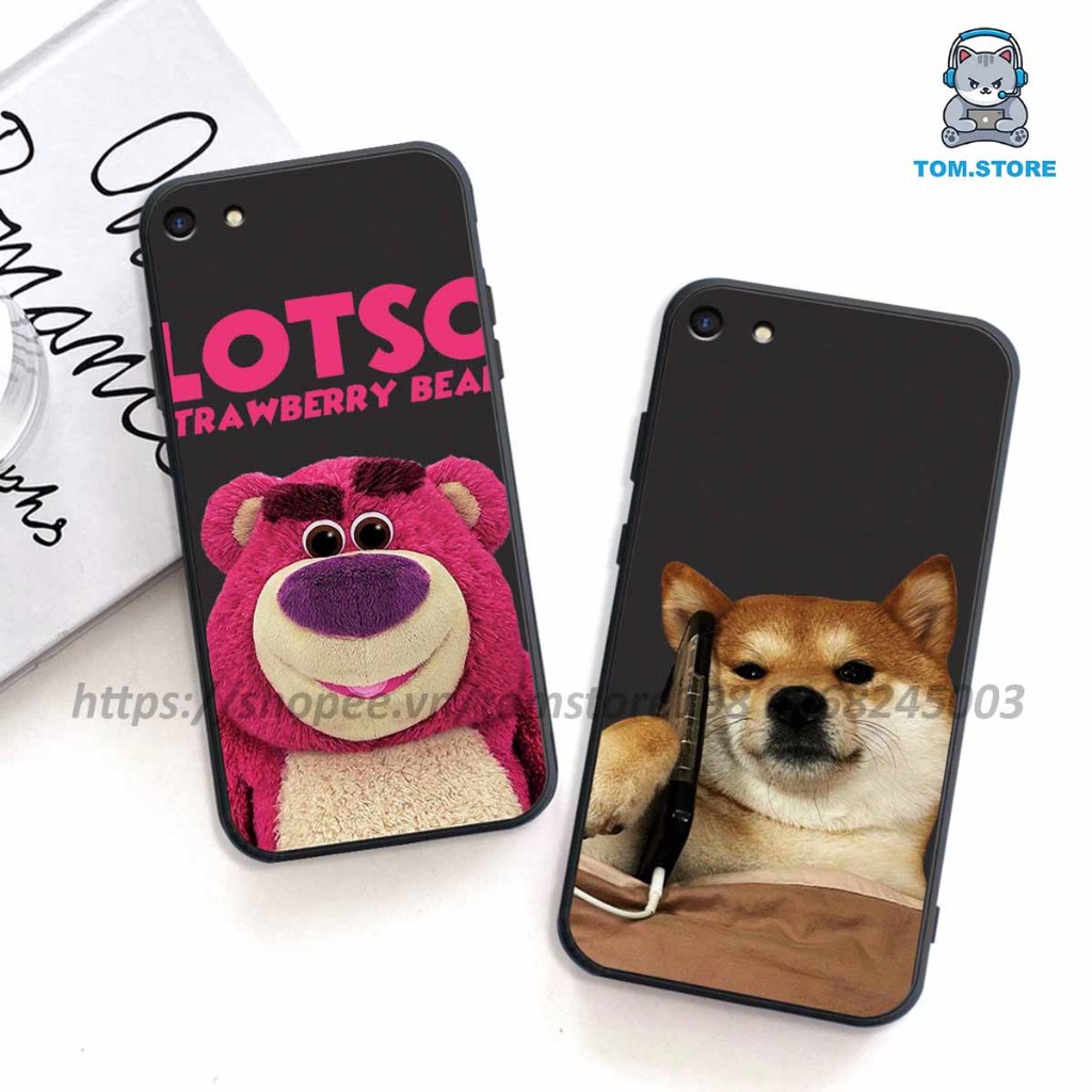 Ốp Oppo A33 2015 / NEO 7 / A39 / A59 / A71 / A83 viền vuông hình gấu dâu lotso,động vật cute